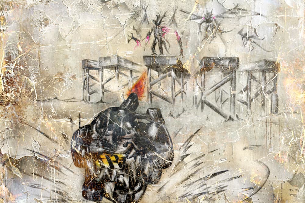 Burning Robot Dystopian Swamp by Rafal Kulik — canvas wall art