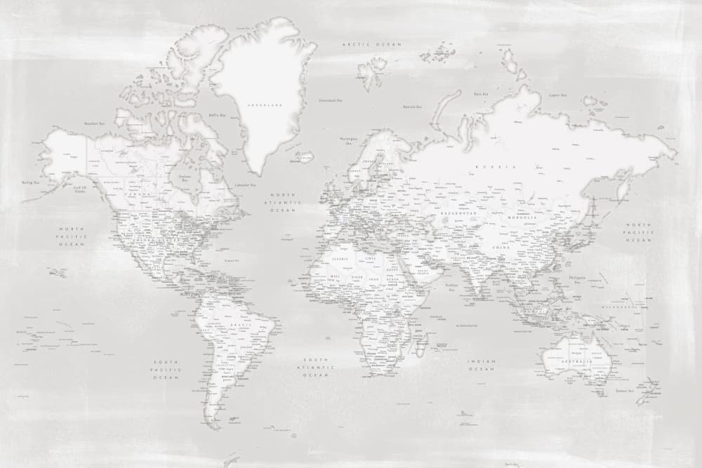Minimalist World Map by Rosana Laiz Blursbyai — canvas wall art
