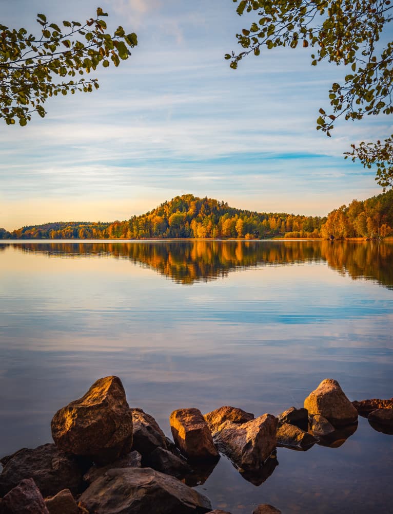 Golden Autumn Lake by Christian Lindsten — canvas wall art