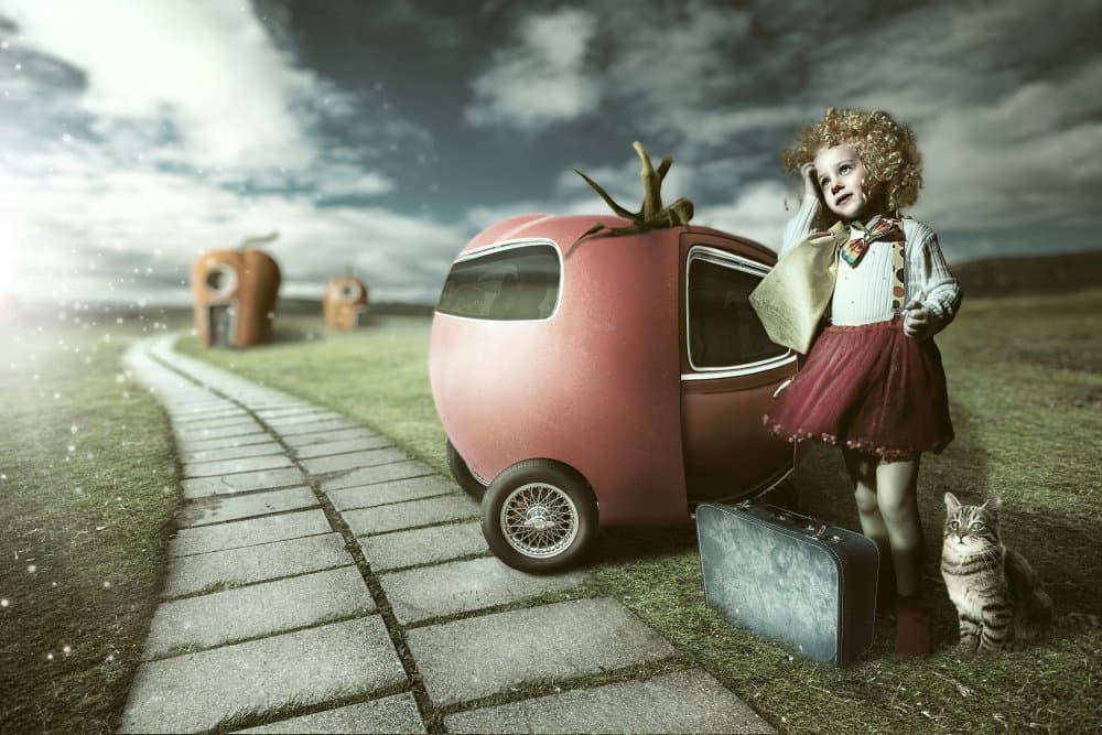 Girl's Whimsical Journey by Noam Mymon — canvas wall art