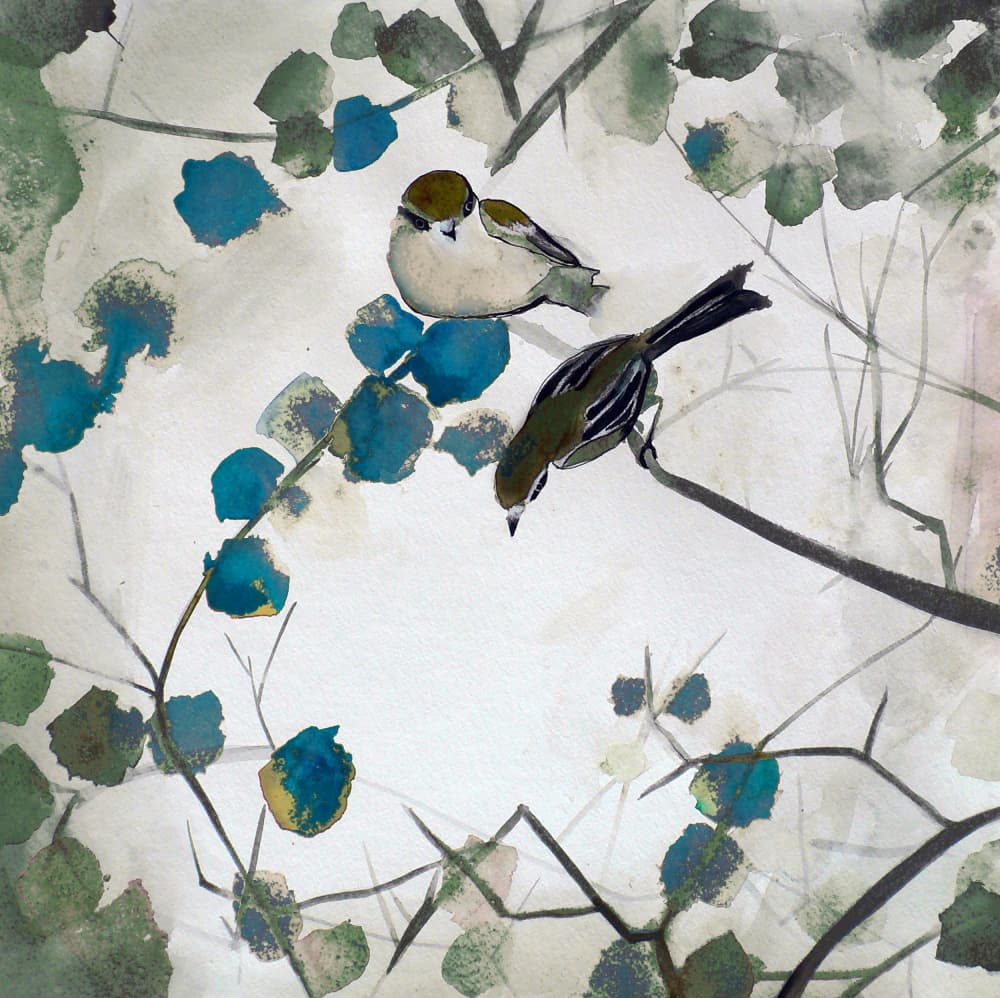 Serene Forest Birds by Christine Lindstrom — canvas wall art