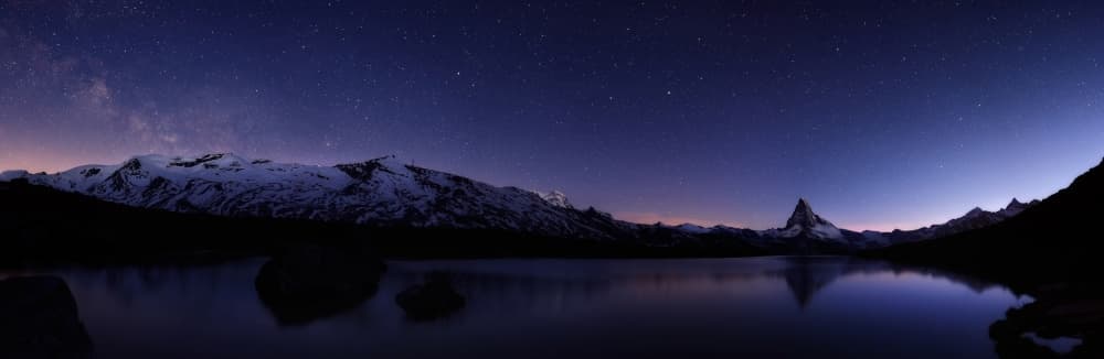Stars Over Alpine Lake by Simon Roppel — canvas wall art