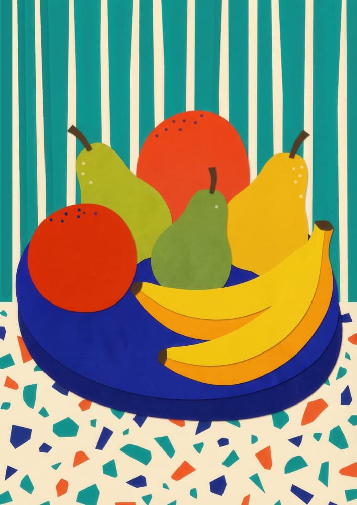 Vibrant Fruit Still Life by Melloi Art Prints — canvas wall art