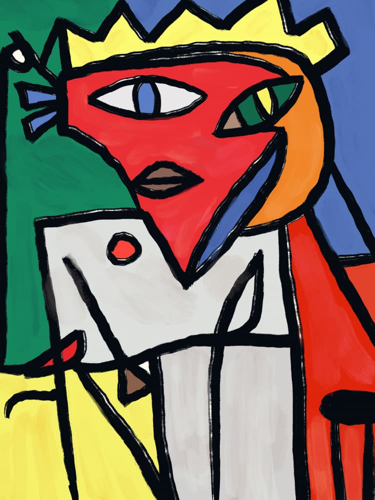 Abstract Crowned Portrait by Little Dean — canvas wall art