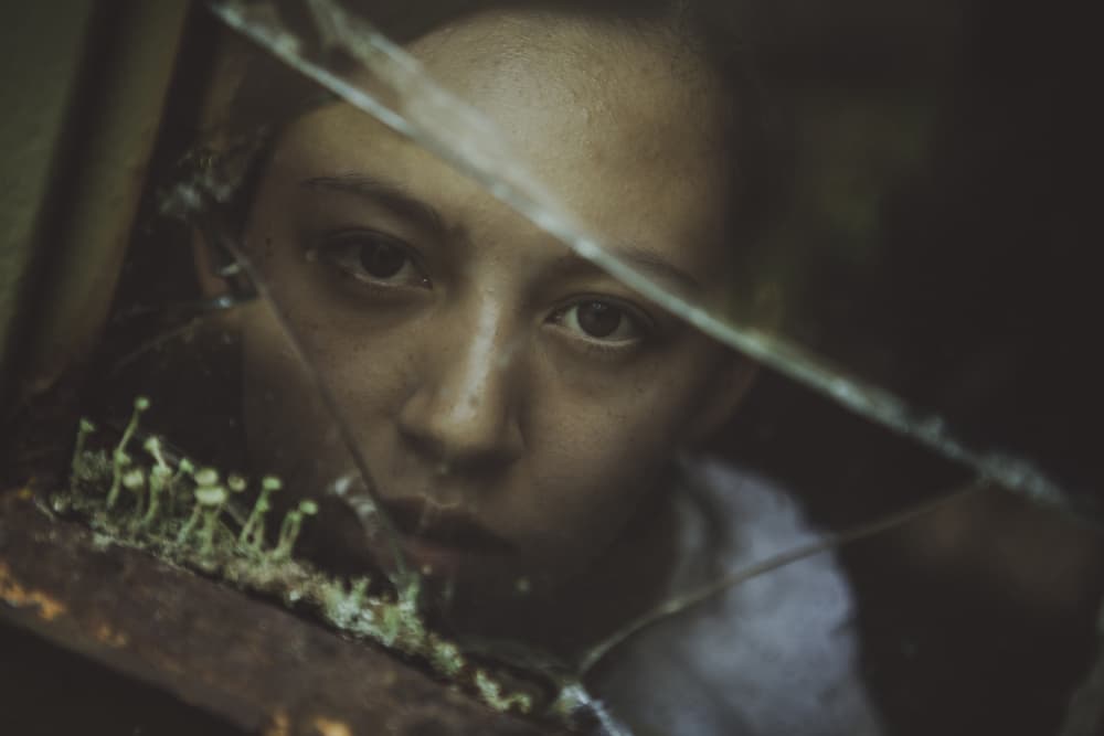 Young Face Broken Glass by Georgios Bero — canvas wall art