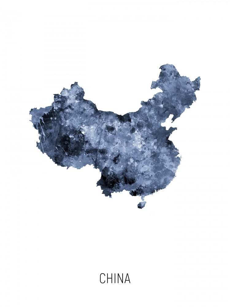 Abstract China Map by Michael Tompsett — canvas wall art