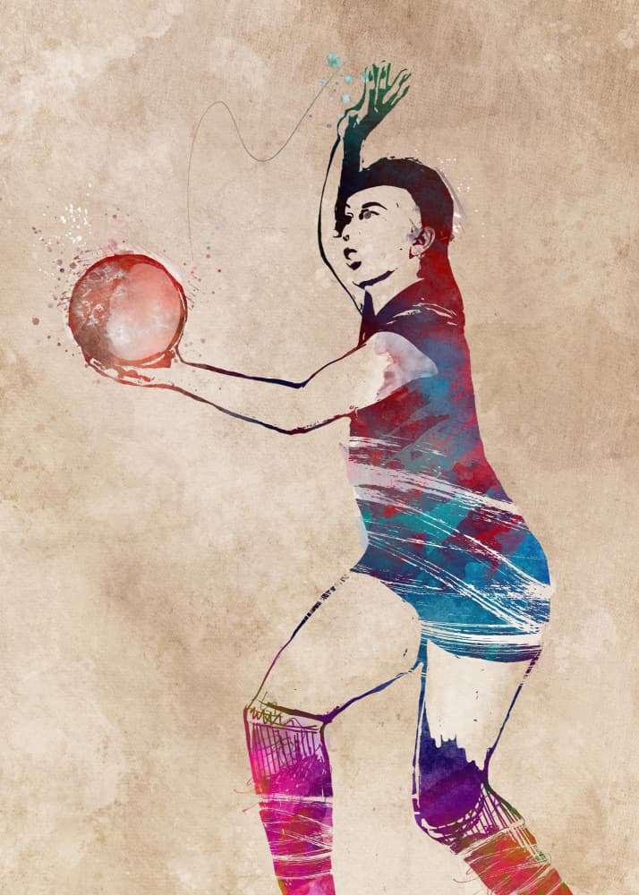 Vibrant Volleyball Player by Justyna Jaszke — canvas wall art