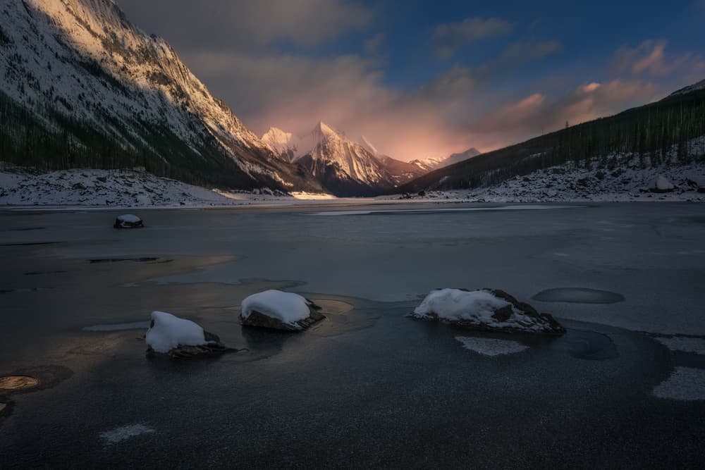 Frozen Mountain Lake Glow by David Martin Castan — canvas wall art