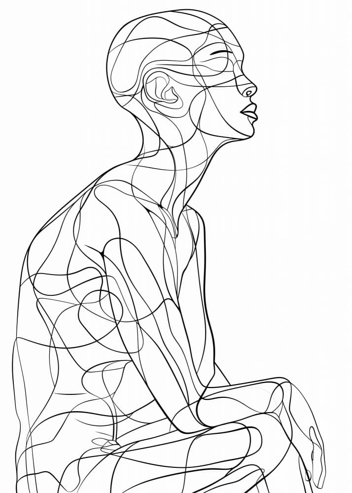Contemplative Line Figure by Justyna Jaszke — canvas wall art