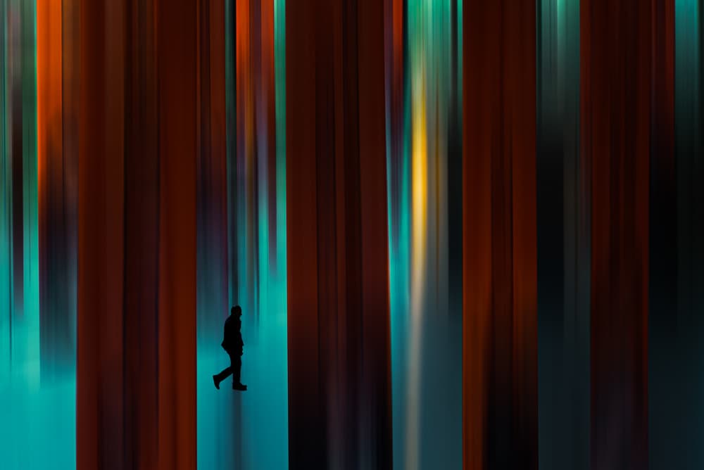 Man Amidst Abstract Colors by Gaia Rampon — canvas wall art