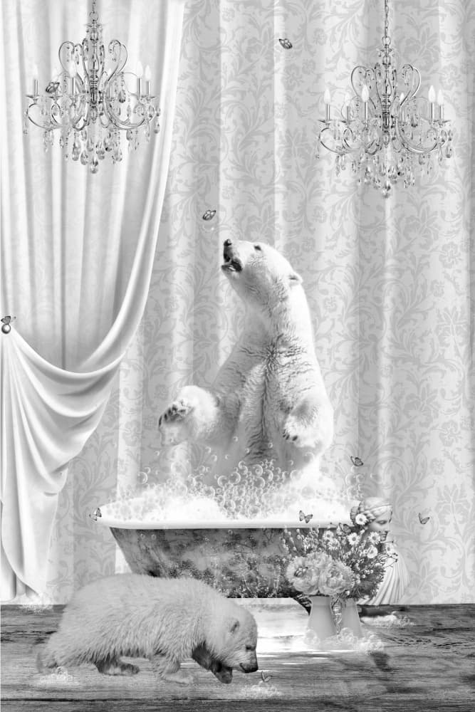 Polar Bears Bubble Bath by Sue Skellern — canvas wall art
