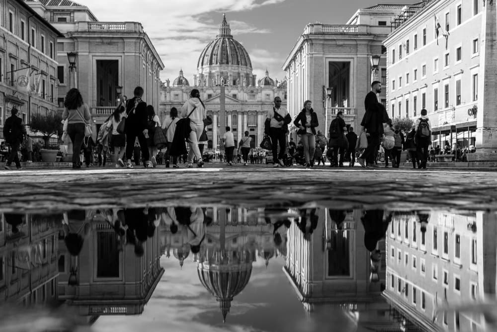 St. Peter's Basilica Reflection by Ilze Ozola — canvas wall art