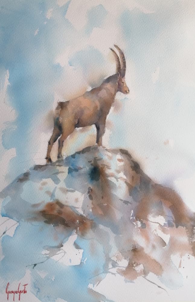 Majestic Alpine Ibex by Giorgio Gosti — canvas wall art