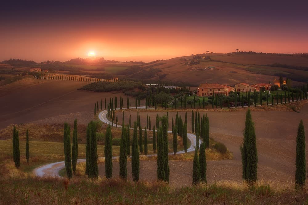 Golden Hour Tuscan Road by Rostovskiy Anton — canvas wall art