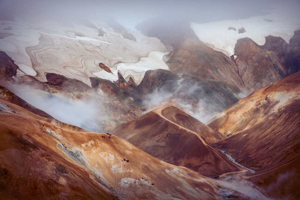 Steaming Volcanic Mountains by Adrian Popan — canvas wall art