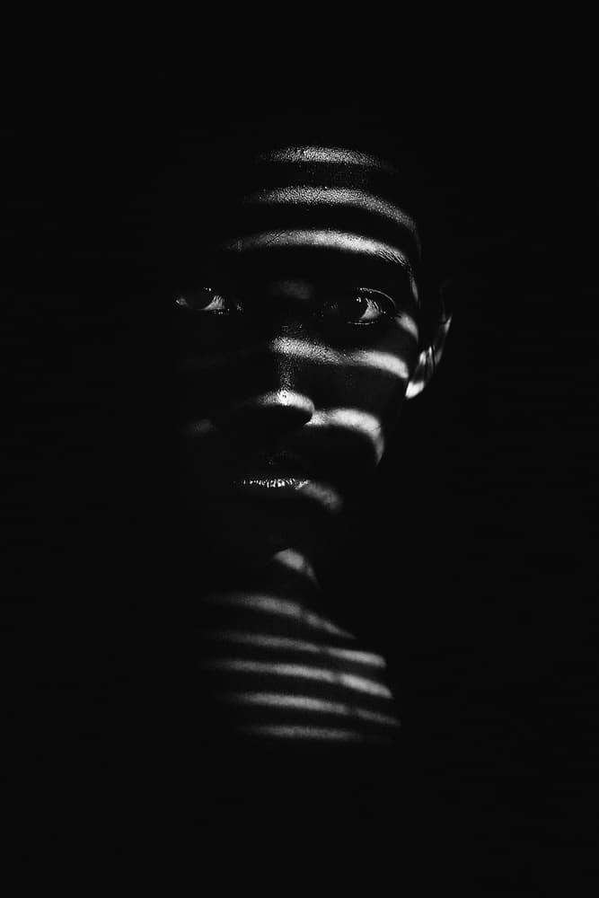 Mysterious Striped Portrait by Teguh Yudhi Winarno — canvas wall art