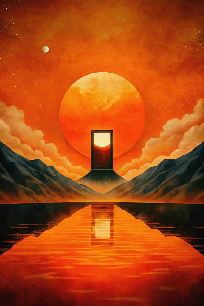 Glowing Orange Portal by Miguel Bruzual — canvas wall art