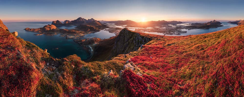 Red Autumn Mountain Sunset by Jan Šmíd Master QEP — canvas wall art