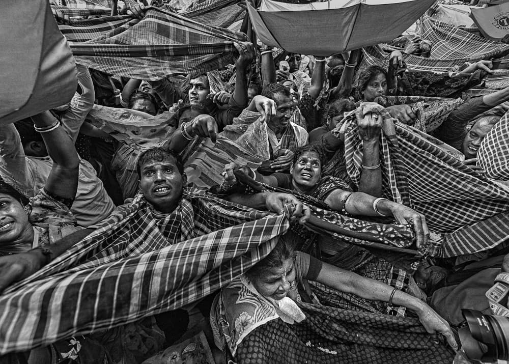 Reaching Faces Crowd by Shaibal Nandi — canvas wall art