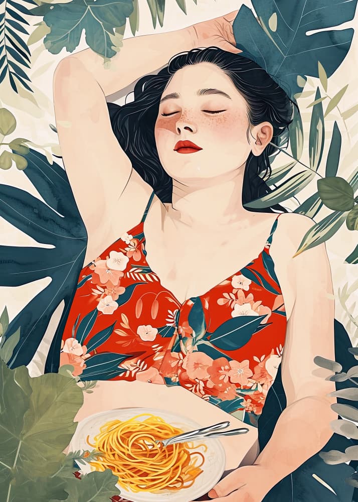 Serene Tropical Pasta by Justyna Jaszke — canvas wall art
