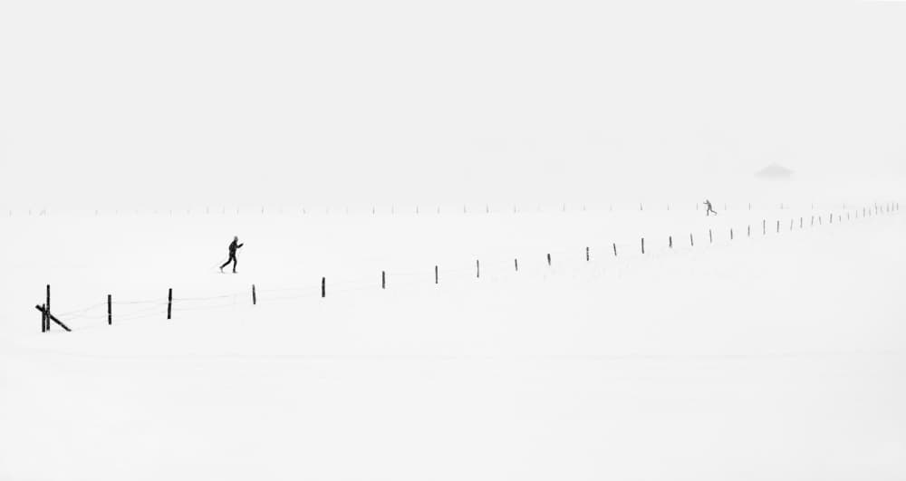 Minimalist Winter Skiing by Peter Svoboda MQEP — canvas wall art
