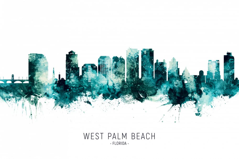 Abstract West Palm Beach City by Michael Tompsett — canvas wall art