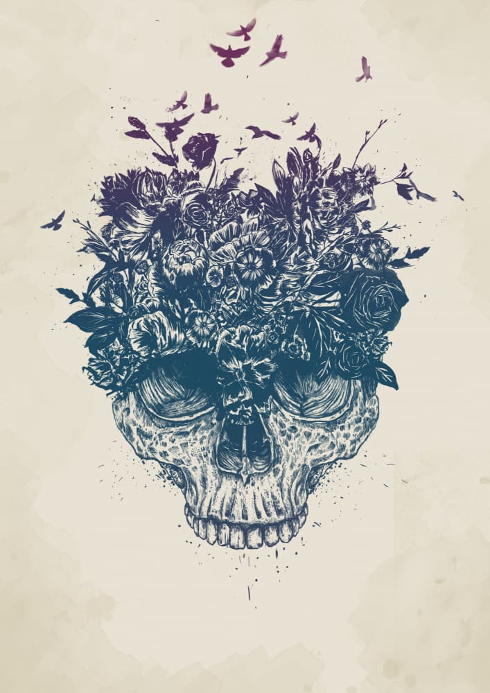 Gothic Floral Skull by Balazs Solti — canvas wall art