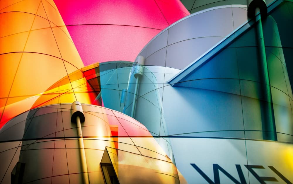 Colorful Architectural Curves by Peter Elgar — canvas wall art