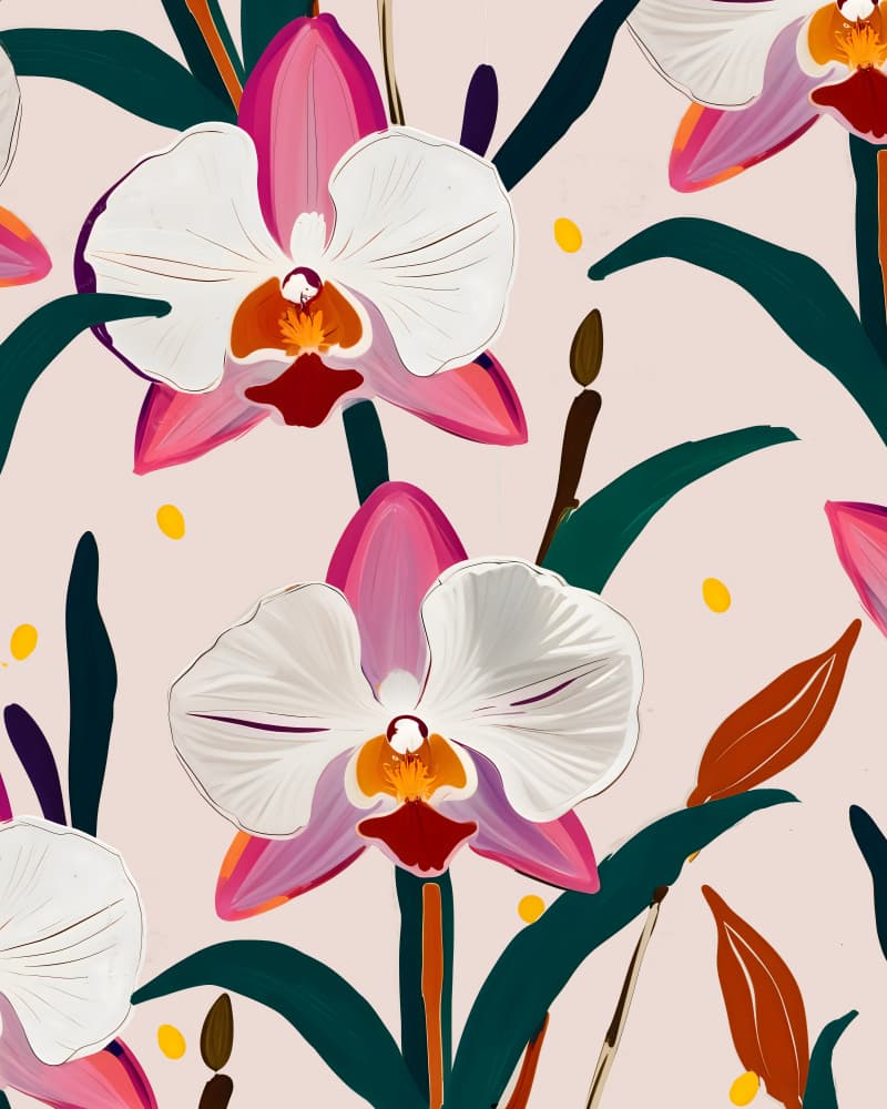 Vibrant Tropical Orchids by Uma Gokhale — canvas wall art