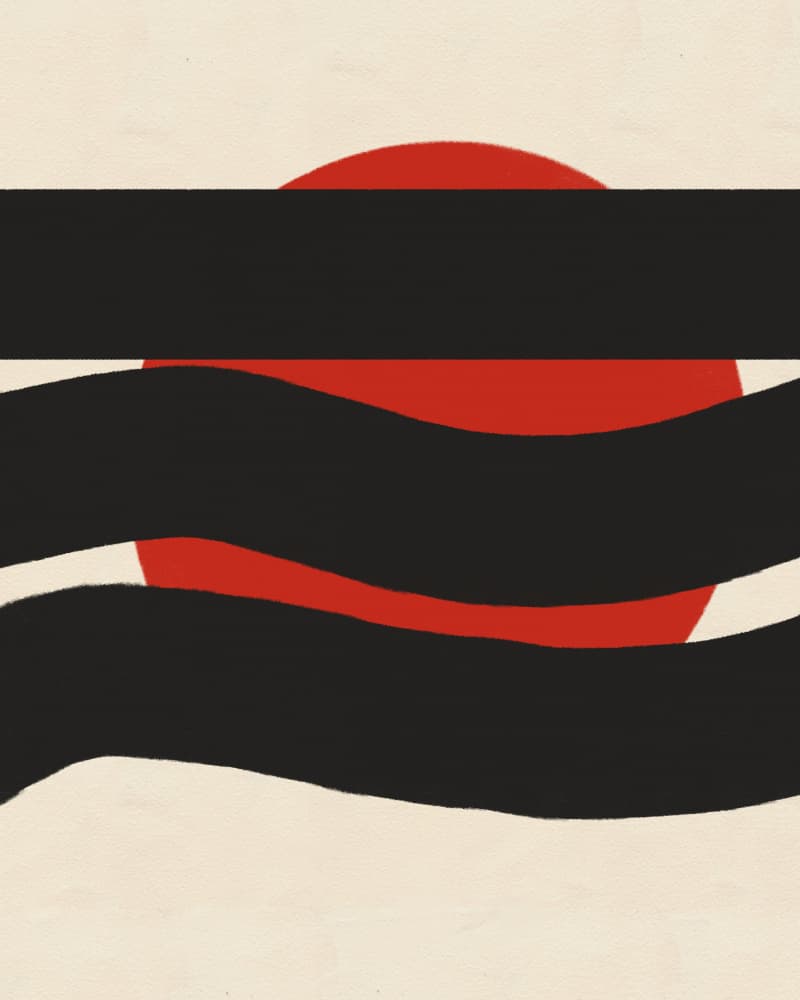 Red Sun Black Waves by Deepthi s — canvas wall art
