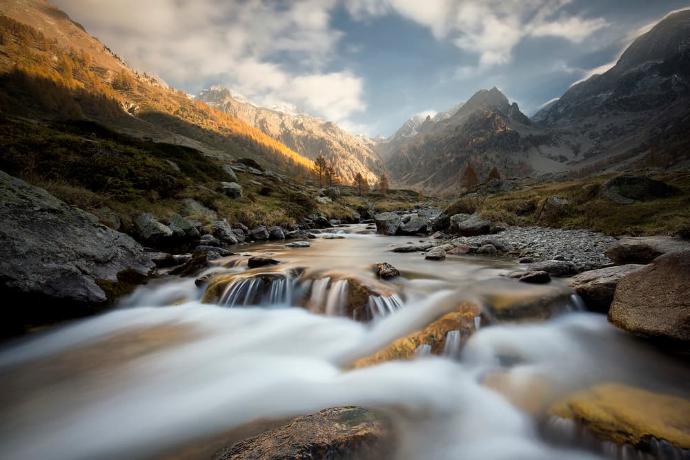 Golden Mountain Stream by Paolo Bolla — canvas wall art