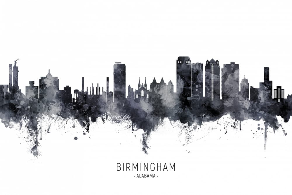 Birmingham Alabama Skyline by Michael Tompsett — canvas wall art