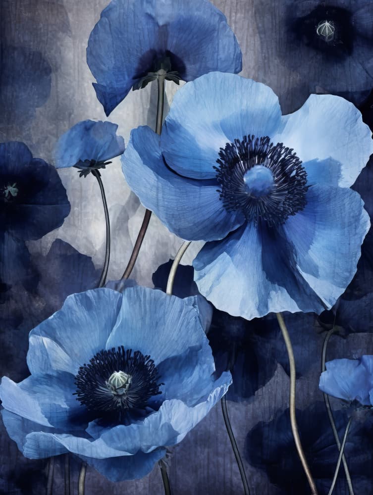 Blue Flowers 4 by Bilge Paksoylu — canvas wall art