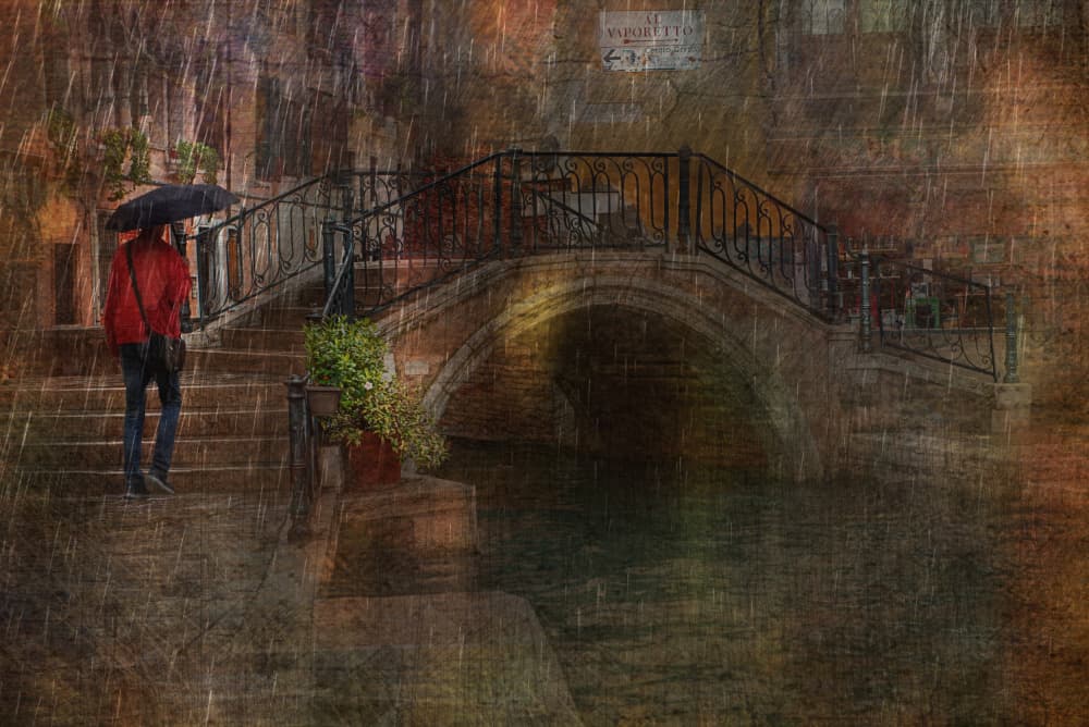 Red Jacket Rainy Day by Anette Ohlendorf — canvas wall art