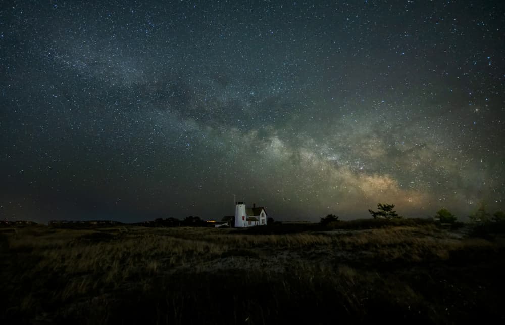 Lighthouse Milky Way Night by Ti Wang — canvas wall art