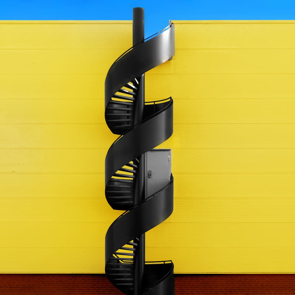 Black Spiral Staircase by Hans-Wolfgang Hawerkamp — canvas wall art