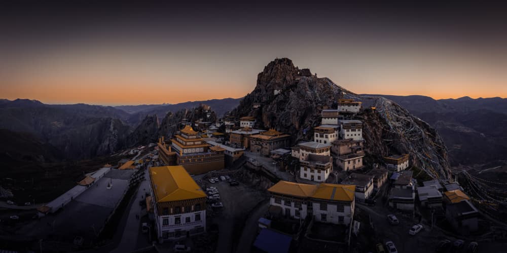 Himalayan Monastery Sunset by qiye — canvas wall art