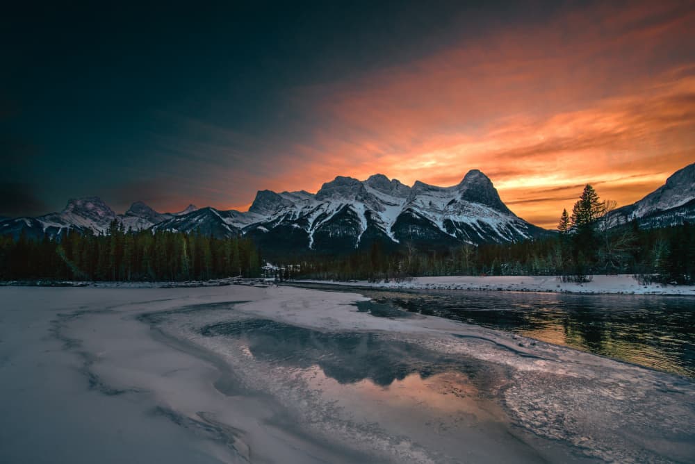 Winter Mountain Sunset by Bing Li — canvas wall art