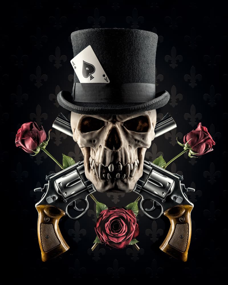 Elegant Gunslinger Skull by Petri Damstén — canvas wall art