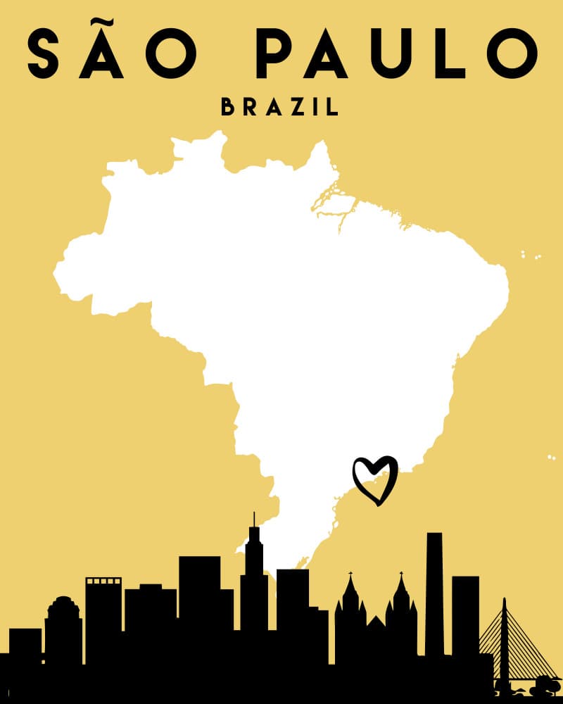 São Paulo Brazil Skyline Map by Emiliano Deificus — canvas wall art