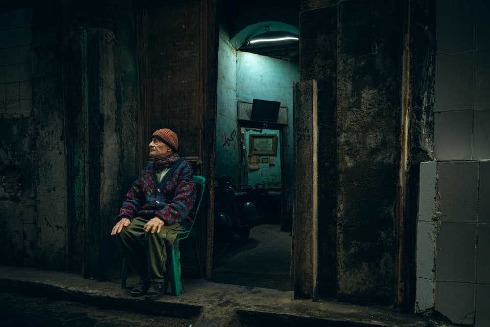 Quiet Man in Doorway by Alaa Nour — canvas wall art