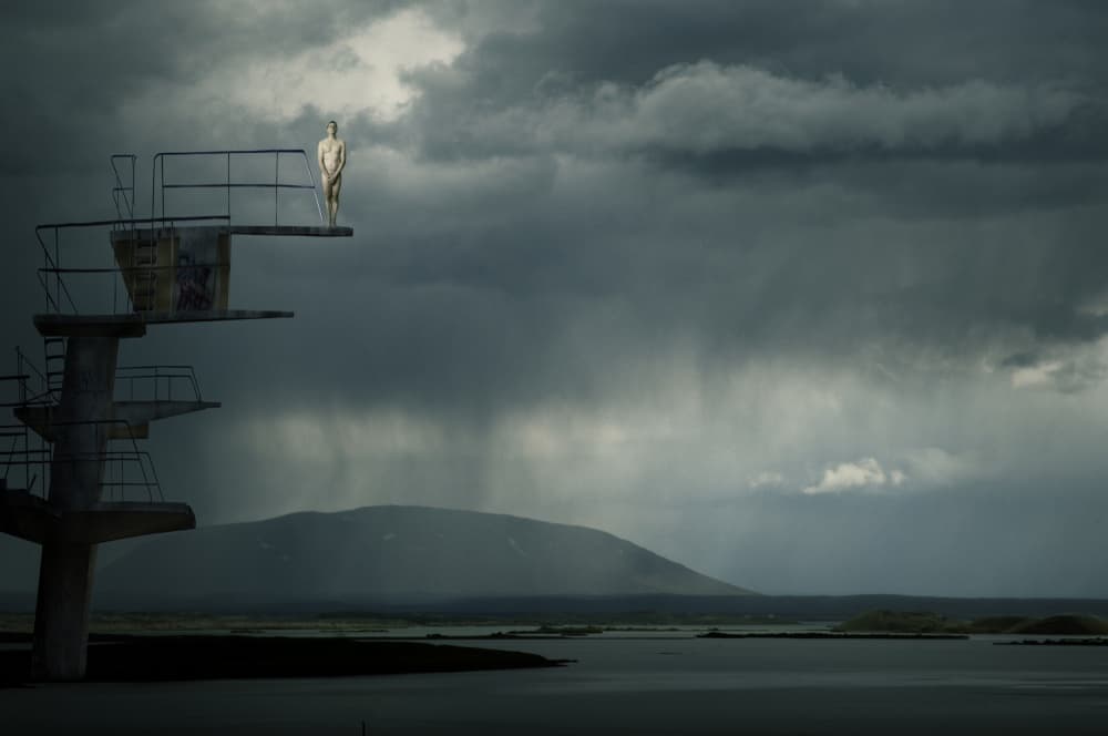 Lone Diver Stormy Sky by Christine von Diepenbroek — canvas wall art