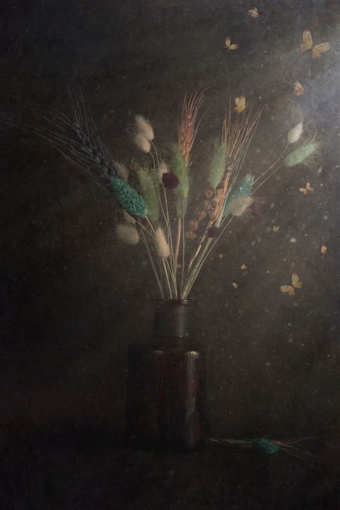 Dark Floral Butterflies by Cicek Kiral — canvas wall art