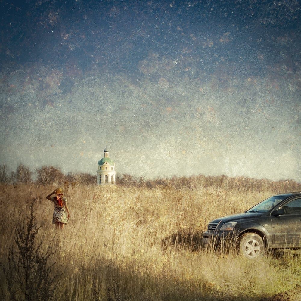 Golden Field Solitude by Evgenii Novichikhin — canvas wall art