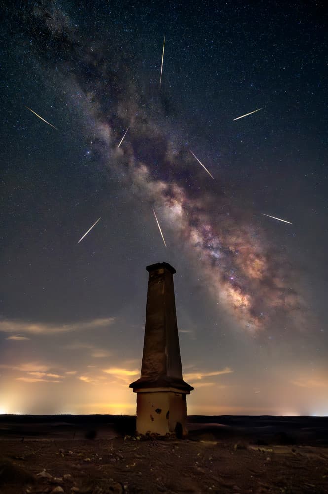 Meteor Shower Over Tower by Juan Luis Seco — canvas wall art