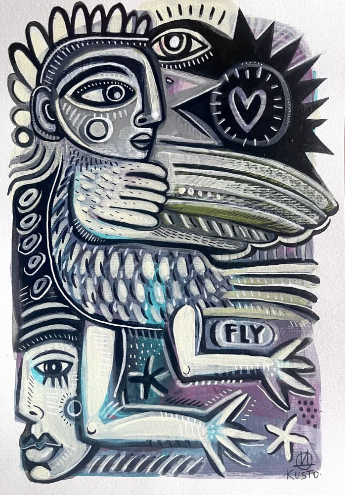 Abstract Flying Figure by Daia Kusto — canvas wall art