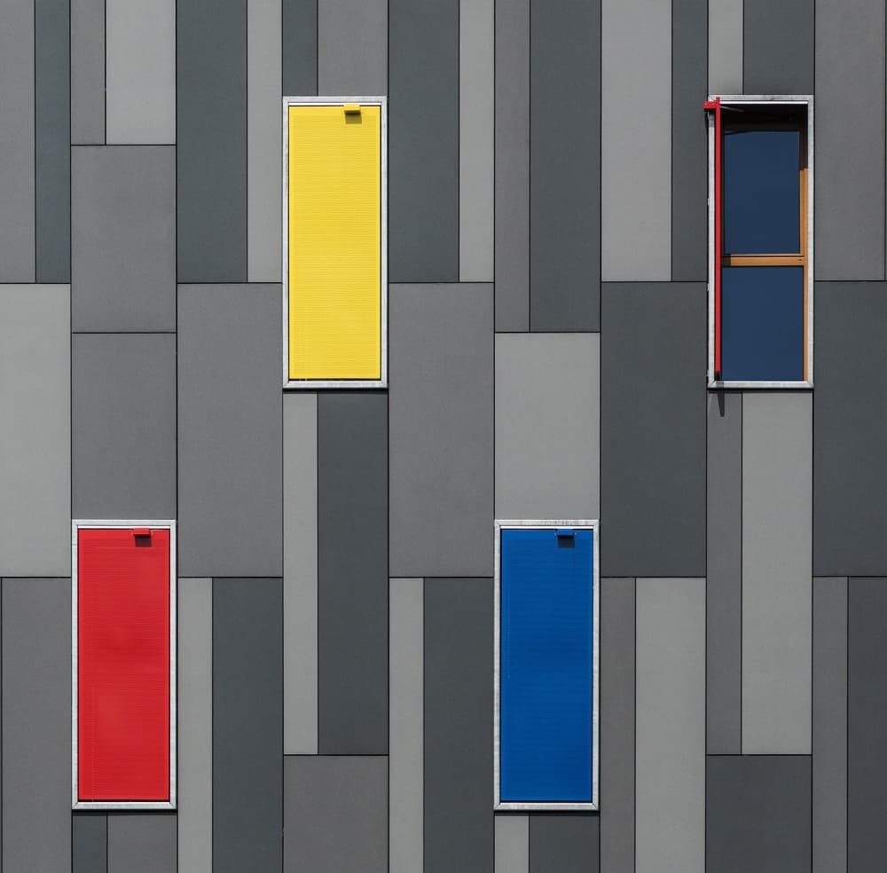 Colorful Building Windows by Jef Van den Houte — canvas wall art