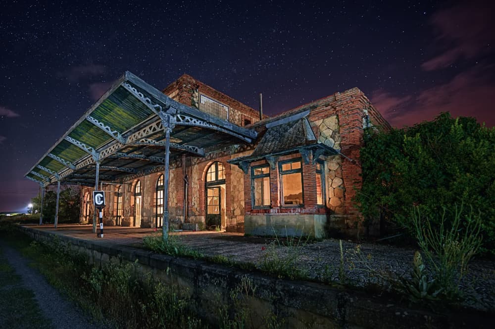 Starry Night Station by Enrique Rodriguez de Mingo — canvas wall art