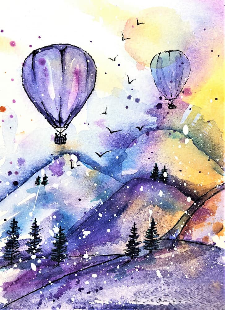 Dreamy Mountain Balloons by Anda Bieza — canvas wall art