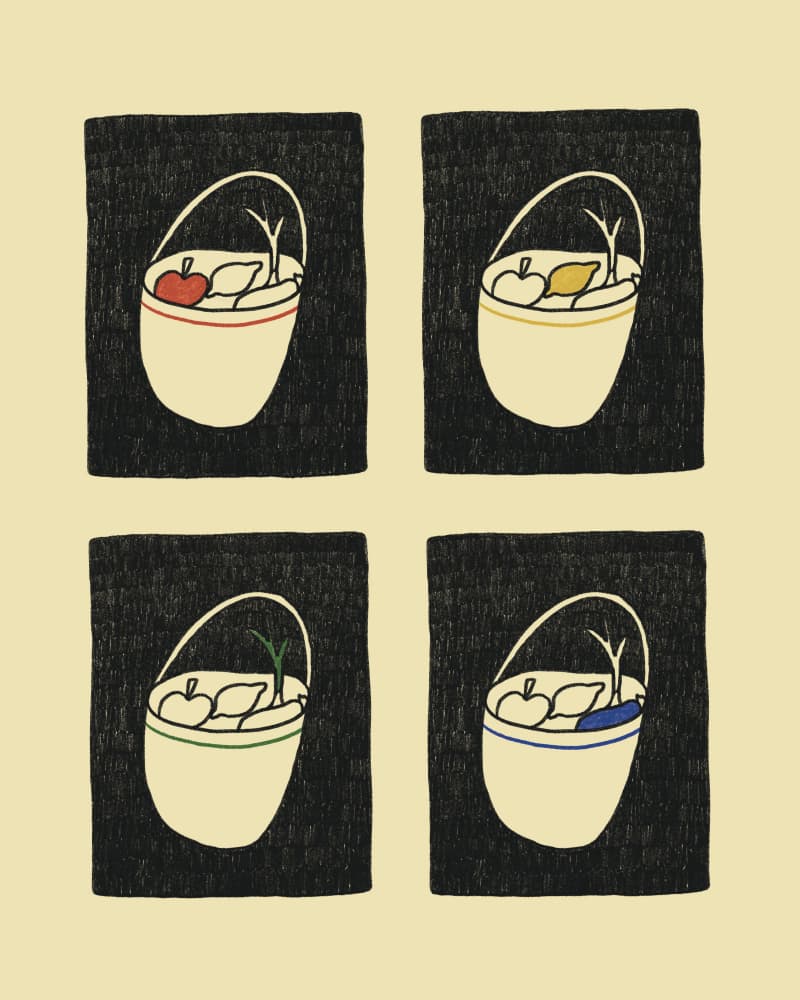Colorful Harvest Buckets by Marina Alaburic — canvas wall art